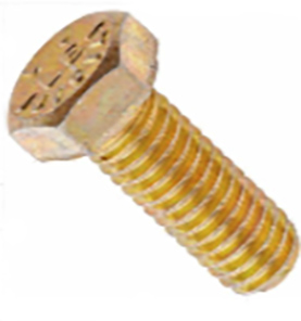 High Strength Coarse Thread Grade-8 Steel Hex Cap Screw, Yellow Zinc