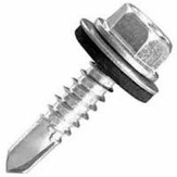 Hex Washer Head Sealer Tek Screws (Drill Point), Zinc